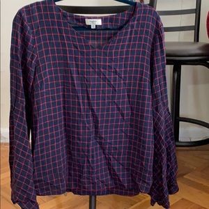Grid print blouse